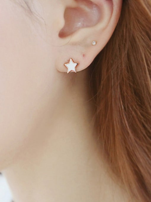 Arya Simple Little Star Tiny Zirconias Black Glue Silver Stud Earrings