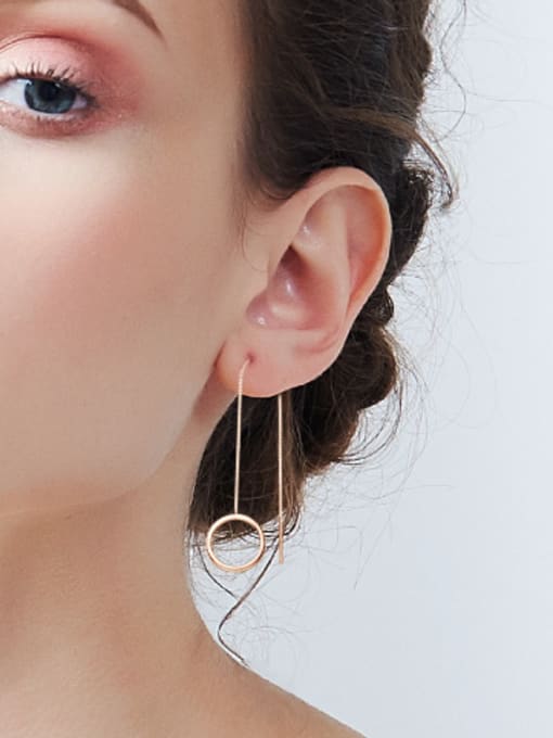 Maja Simple Hollow Round Rose Gold Plated Line Earrings