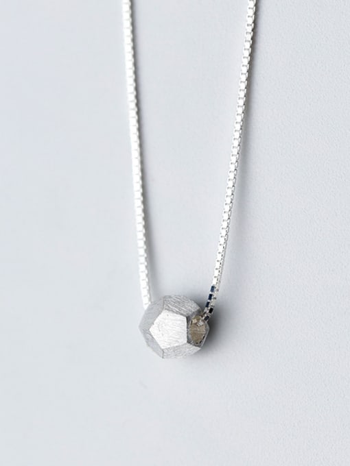 Tina S925 Silver Necklace Pendant simple geometric polygon wire drawing Necklace Chain D4290