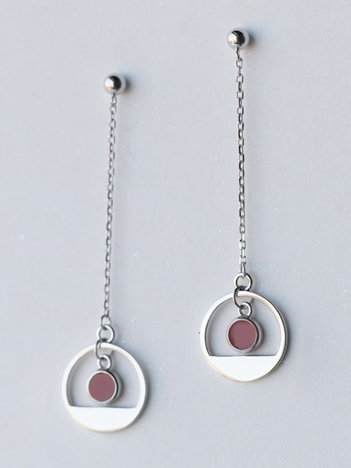 Tina Temperament Round Shaped S925 Silver Enamel Drop Earrings