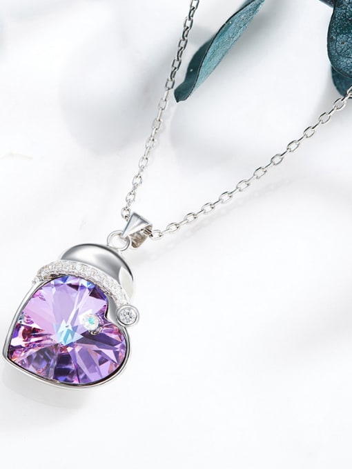 Maja S925 Silver Heart-shaped Crystal Necklace