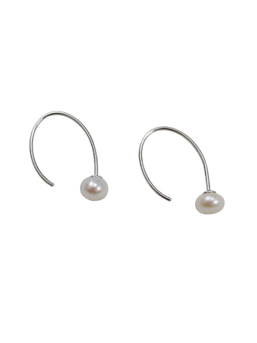 Arya Simple Freshwater Pearl Silver Hook Earrings