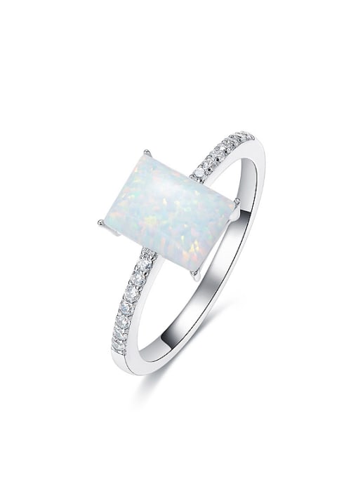 Maja Simple Rectangular Opal stone 925 Silver Ring