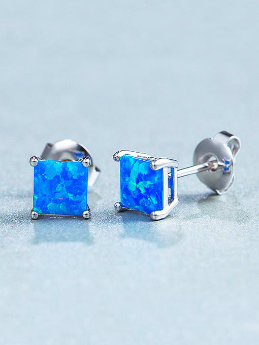 Chris Square Opal Stone stud Earring