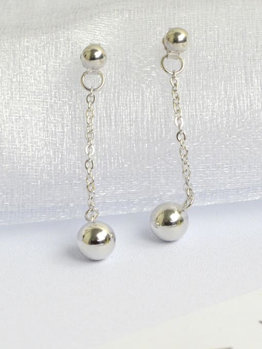 Arya Simple Little Smooth Beads Silver Women Stud Earrings