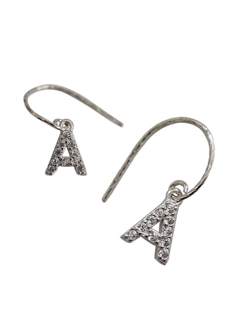 Arya Personalized Cubic Zircon Letter A Silver Earrings