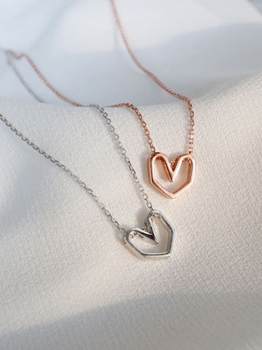 Arya Simple Hollow Heart Pendant Silver Necklace