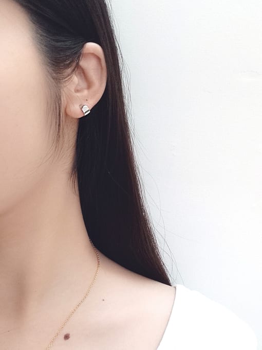 Arya Sterling Silver personality minimalist geometric Mini Curve ear studs