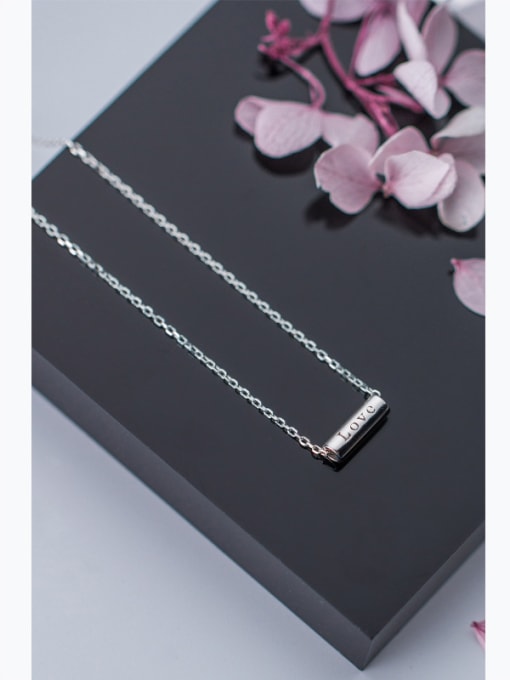 Tina Sterling silver minimalist printing LOVE necklace