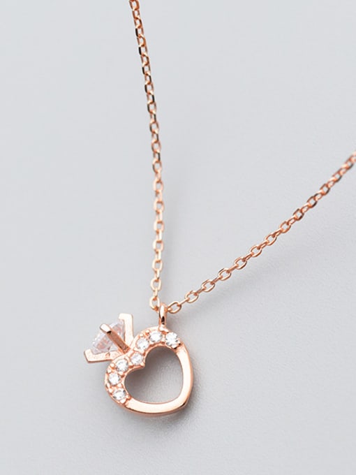 Tina S925 Silver Necklace female fashion fashion Diamond Heart Necklace sweet temperament short chain D4317 female clavicle