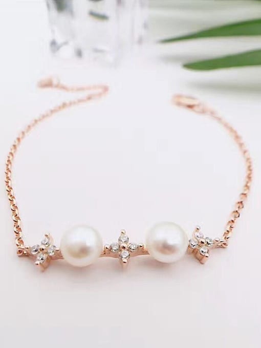 Evita Peroni Freshwater Pearls Four-leaf Clovers Bracelet