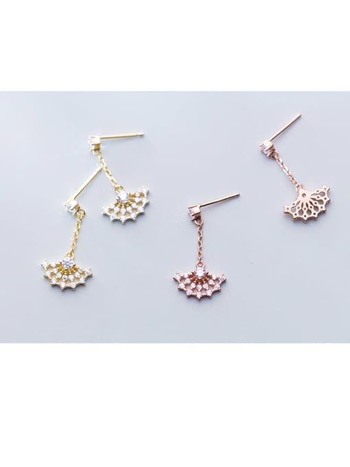 Tina 925 Sterling Silver With Rose Gold Plated Delicate sector Drop Earrings