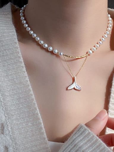 925 Sterling Silver With 18k Gold Plated Delicate Shell Tail Necklaces