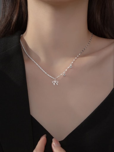 925 Sterling Silver With Delicate Bowknot Birthday Necklaces