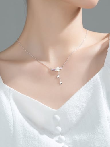 925 Sterling Silver With Delicate Flower Birthday Necklaces