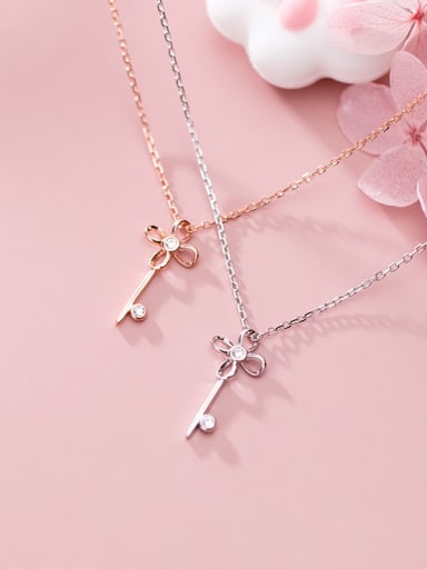 925 Sterling Silver With Rose Gold Plated Delicate Flower Necklaces