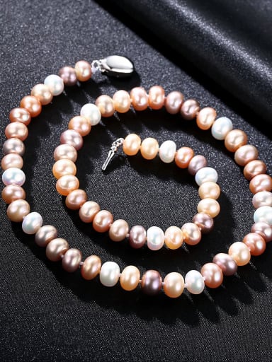 925 Sterling Silver With Freshwater Pearl Oval Beaded Necklaces