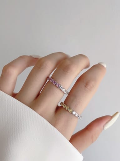 925 Sterling Silver With White Gold Plated Delicate Geometric Band Rings