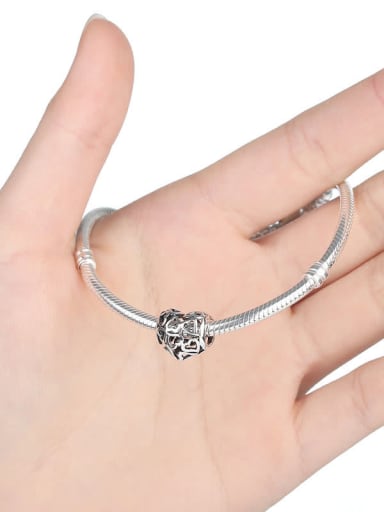 925 silver cute heart charm