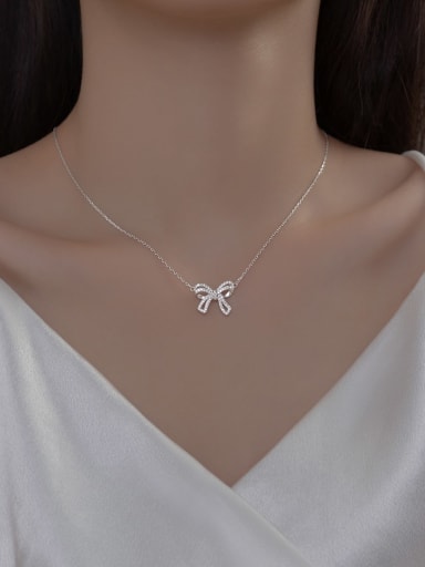 925 Sterling Silver With 18k Gold Plated Delicate Bowknot Birthday Necklaces