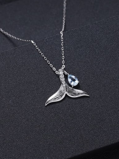 925 Sterling Silver With White Gold Plated Fish tail Delicate Necklaces