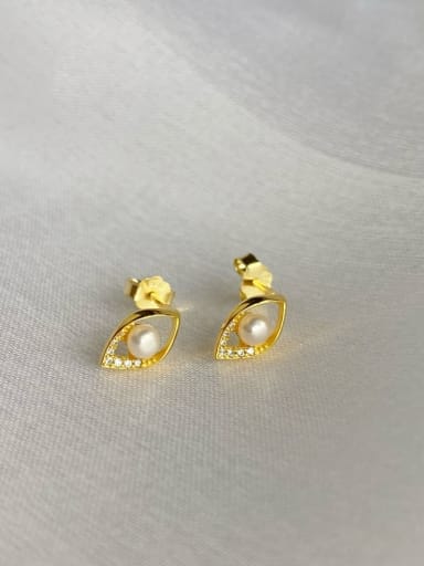 925 Sterling Silver With 18k Gold Plated Delicate Water Drop Stud Earrings