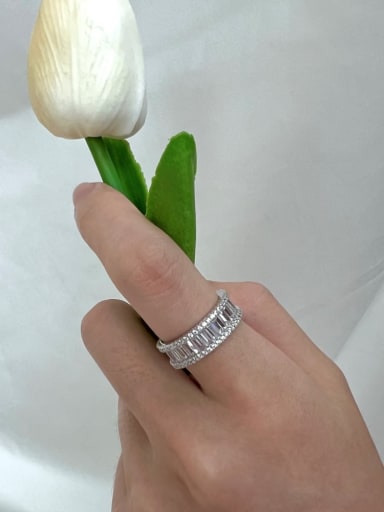 925 Sterling Silver With White Gold Plated Vintage Geometric Band Rings