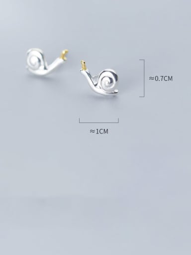 925 Sterling Silver With 18k Gold Plated Delicate Snail Stud Earrings