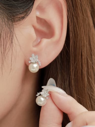 925 Sterling Silver With 18k Gold Plated Delicate Flower Stud Earrings