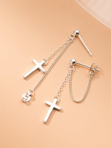 925 Sterling Silver With 18k Gold Plated Personalized Cross Drop Earrings