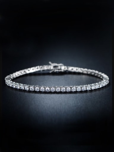 AAA+Cubic Zircon 3.0mm,White,Tennis Bracelet,Four-claw inlay