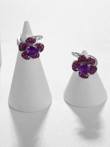 925 Sterling Silver With White Gold Plated Delicate Flower Stud Earrings