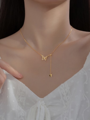 925 Sterling Silver With 18k Gold Plated Delicate Butterfly Necklaces