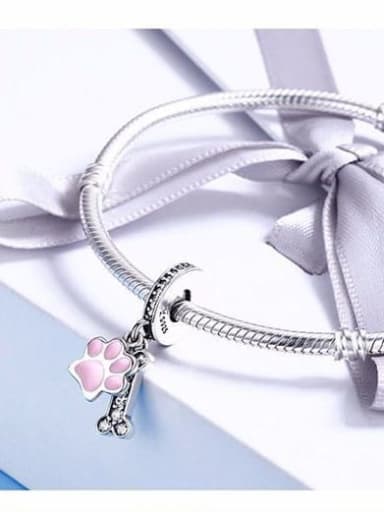 925 silver cute dog claw bone charm