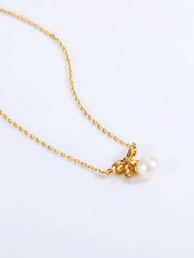 925 Sterling Silver With Freshwater Pearl Cute Bowknot Necklaces