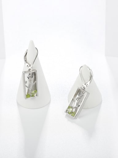 925 Sterling Silver With Silver Plated Delicate Geometric Drop Earrings