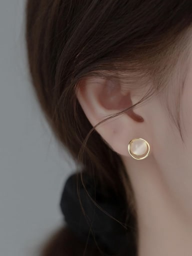 925 Sterling Silver With 18k Gold Plated Delicate Geometric Stud Earrings