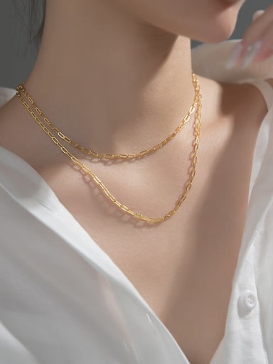 925 Sterling Silver With 18k Gold Plated Simplistic Chain Necklaces