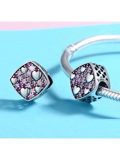 925 silver cute heart charm