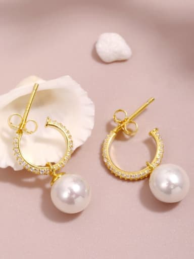 925 Sterling Silver With 18k Gold Plated Delicate Ball Stud Earrings