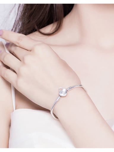 925 silver cute heart lock element basic bracelet
