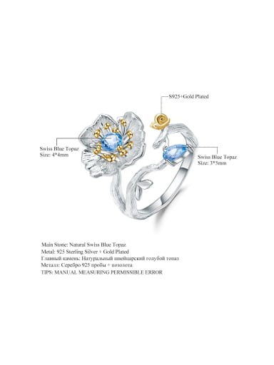 925 Sterling Silver With 18k Gold Plated Delicate Flower Statement Rings