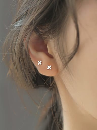 925 Sterling Silver With Cross Stud Earrings