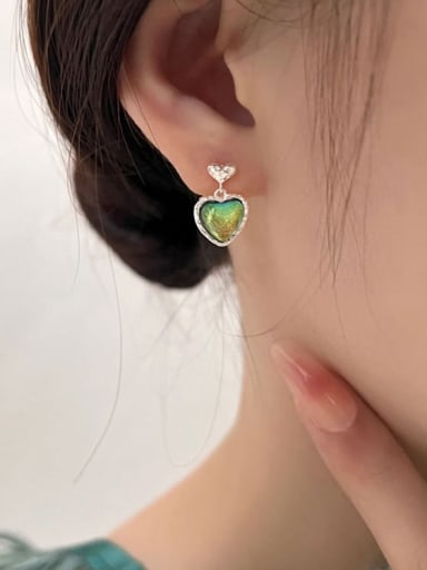 925 Sterling Silver With Gemstone Heart Stud Earrings