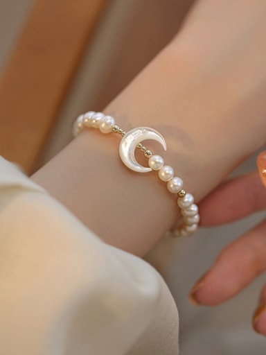 925 Sterling Silver With Shell Moon Bracelets