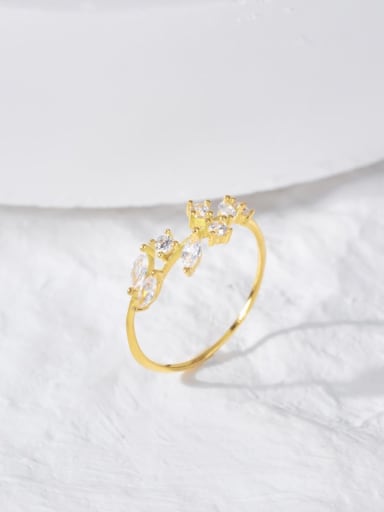 925 Sterling Silver With 18k Gold Plated Delicate Leaf Band Rings