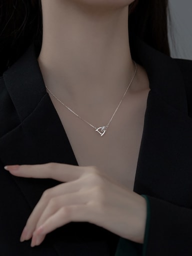 925 Sterling Silver With Rose Gold Plated Delicate Geometric Necklaces