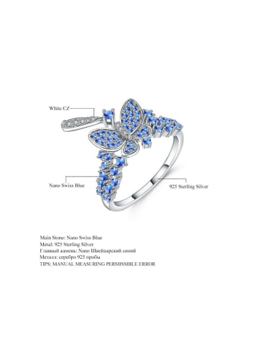 925 Sterling Silver With White Gold Plated Delicate Butterfly Band Rings