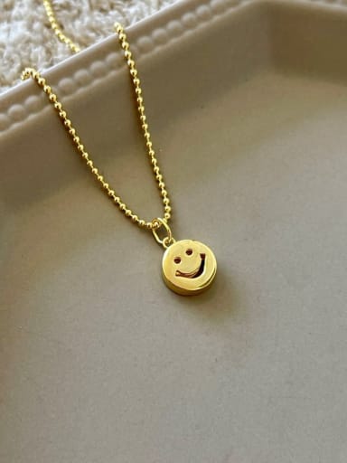 925 Sterling Silver With 18k Gold Plated Simplistic Smile Face Necklaces