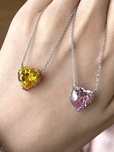 925 Sterling Silver With White Gold Plated Delicate Heart Necklaces